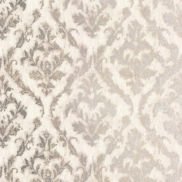 Brewster Damask Light Grey Paper Strippable Roll (Covers 57.8 sq. ft.)