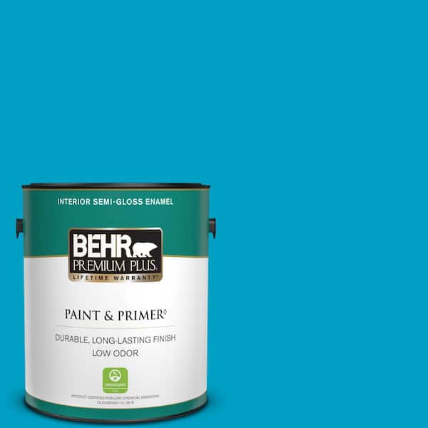 BEHR PREMIUM PLUS 1 gal. #530B-6 Tropical Holiday Semi-Gloss Enamel Low Odor Interior Paint & Primer
