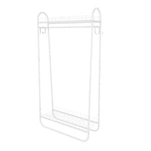 White Freestanding Clothing Rack Coat Rack with Double Rods
