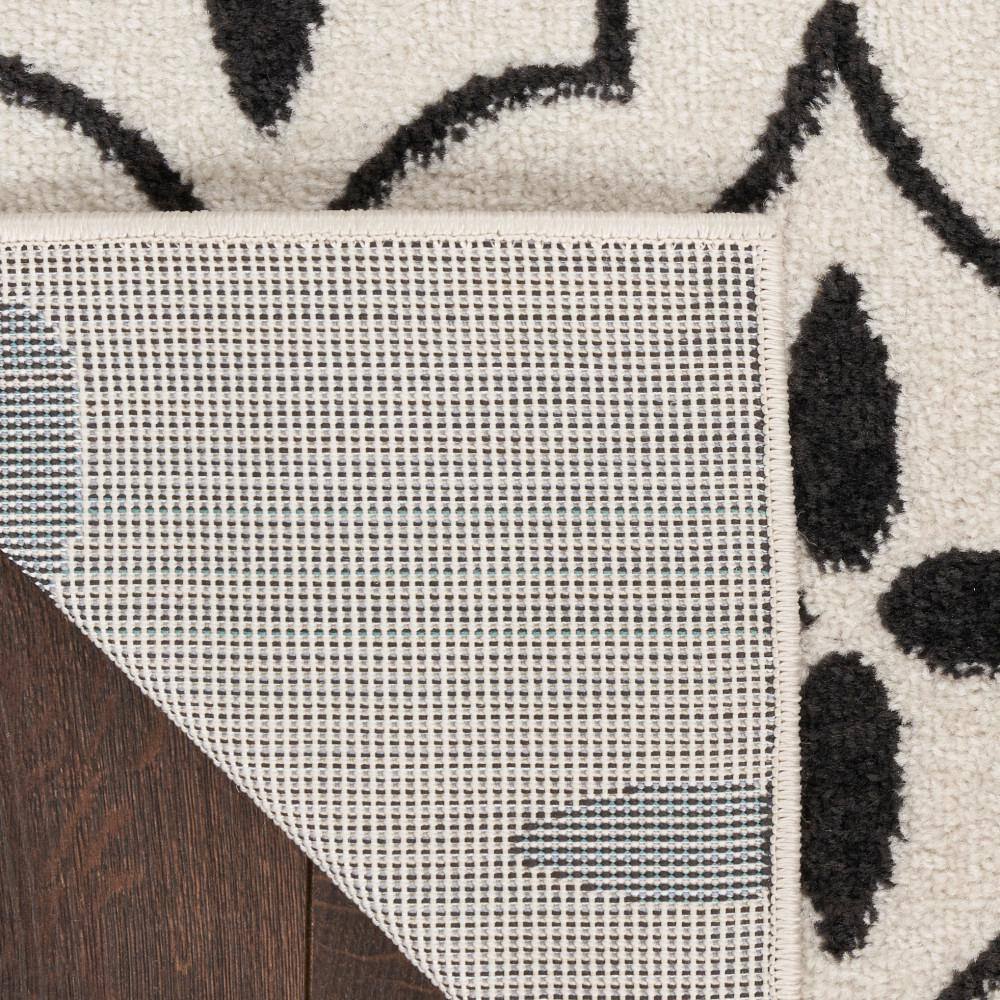 Ivory Black Moroccan Trellis Indoor Outdoor Runner Rug