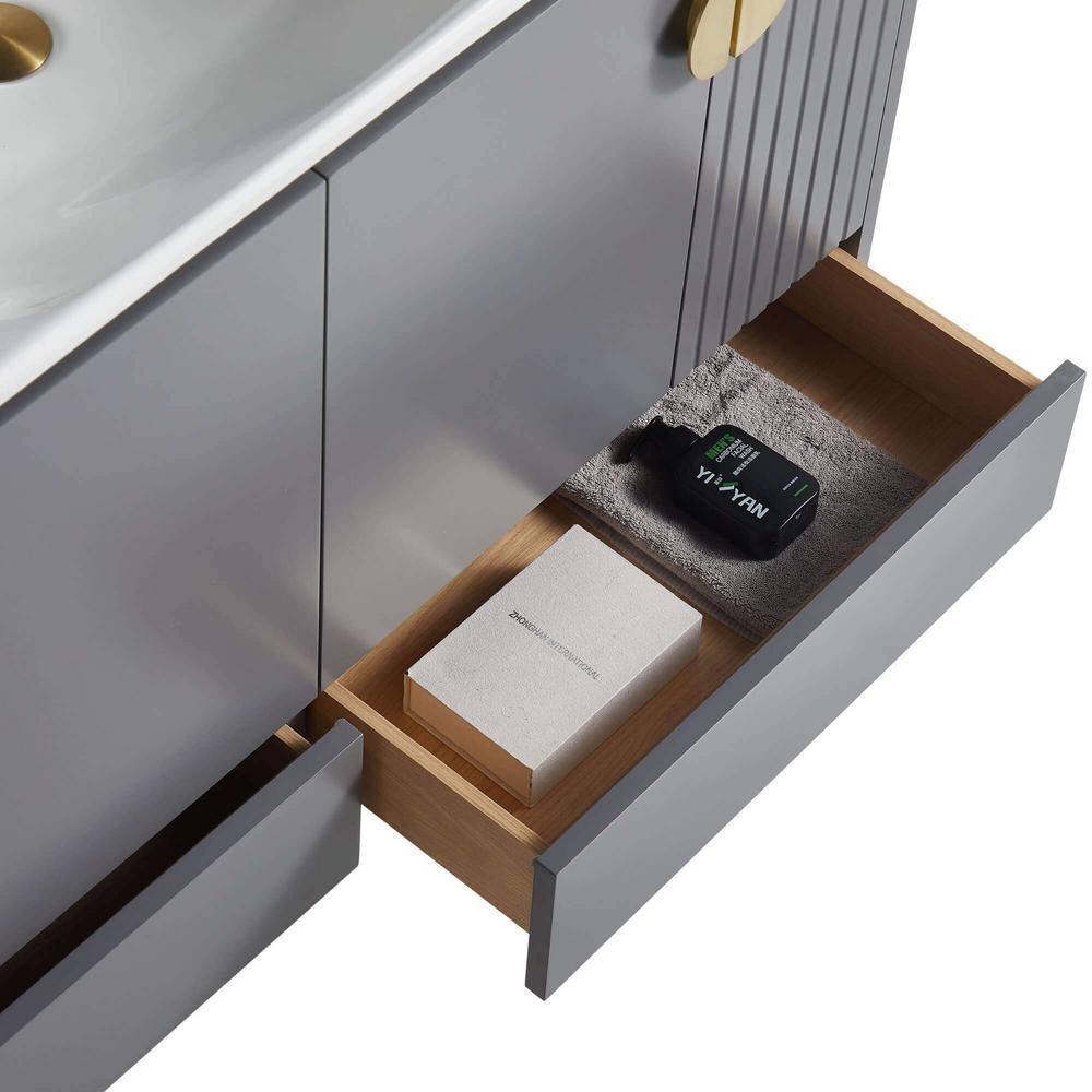 Venezian 48" Rock Gray Single Bathroom Vanity with Brass Handles