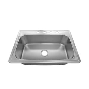 33 in. Drop-In Single Bowl 18-Gauge 304 Stainless Steel Workstation Kitchen Sink