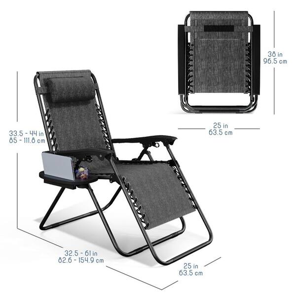 HEARTH & HARBOR 4-Piece Gray Zero Gravity Chairs, Metal Outdoor