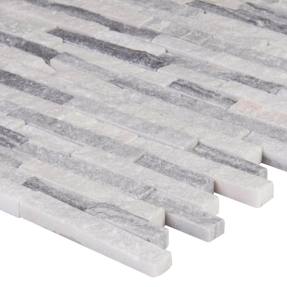 Alaska Gray Marble Splitface Mosaic Wall Tile
