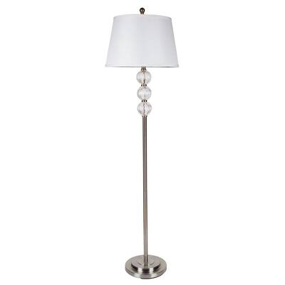 Fangio Lighting 59 In Stacked Totemic Metal And Crystal Floor Lamp A Brushed Steel W 1558 The Home Depot Crystal Floor Lamp In A Brushed Steel, Mercury Glass Stacked Ball Floor Lamp Brass Threshold