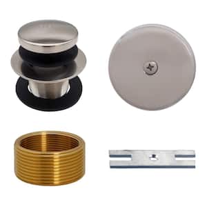 Universal 1-3/8 in. Tip-Toe Bathtub Trim with One-Hole Overflow Faceplate & 1-1/2 in. Adapter Bushing, Satin Nickel