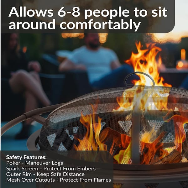Sunnydaze 30 in. (76.2 cm) Black Crossweave Fire Bowl Fire Pit FSN