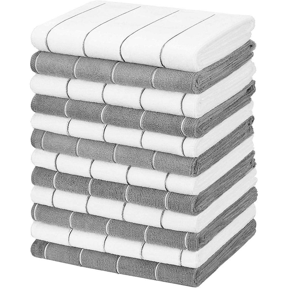 12 in. x 12 in. Checkered Brownston Microfiber Wash Cloths (24-Pack)