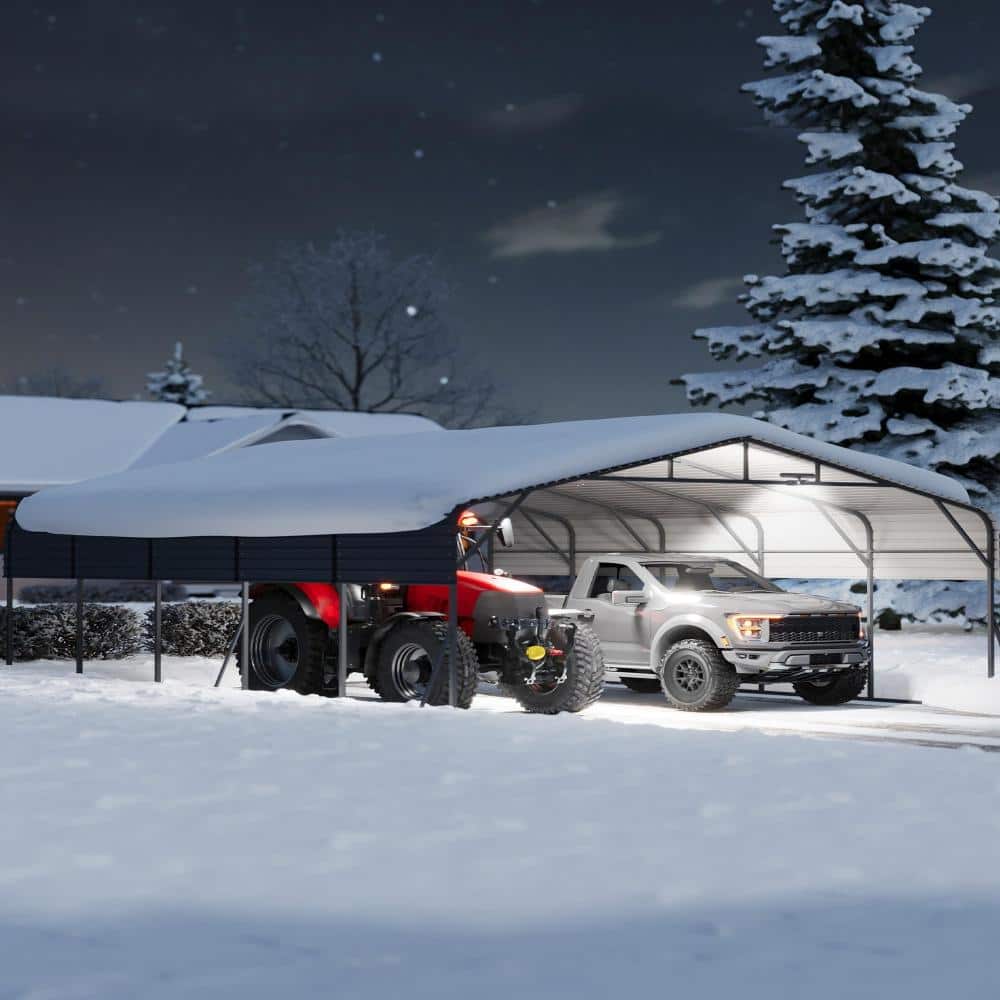 20x25 FT Metal Carport Kit, Galvanized Steel Roof, LED Lamp, Reinforced Structure, Dark Gray price history on PriceWatchPro
