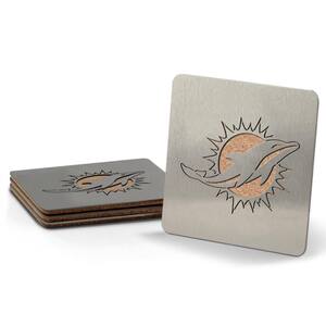 NFL Miami Dolphins 4 in. Metallics Coasters (Set of 4)