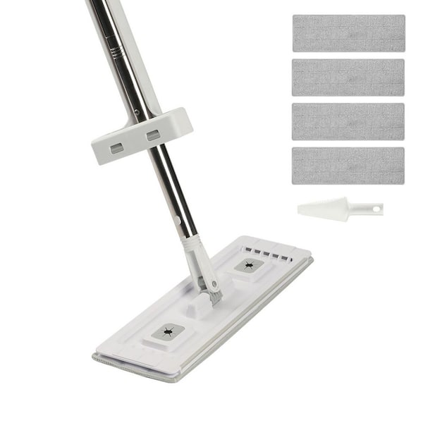 Flat Mop Self Wringing Microfiber Floor Mop with 4-Reusable & Washable Mop Pads for Dry & Wet Floor Cleaning 15.8 in. W
