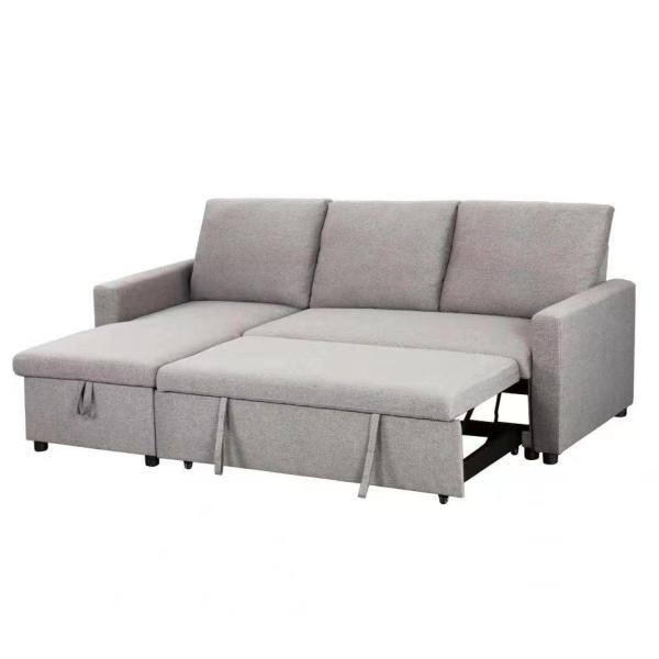 Fc Design 86 In Wide Light Grey Reversible Sleeper Sectional Sofa With Pull Out Bed And Storage Chaise 99 52300lg The Home Depot Fc Design 86 In Wide Light Grey, Pull Out Storage Sectional Sleeper Sofa