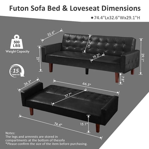 WONDER COMFORT Chic 74 in. Faux Leather 2-Seats Loveseat