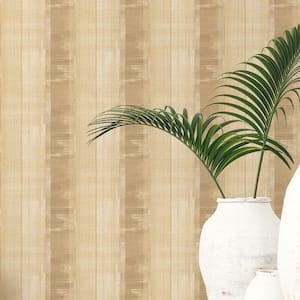 Atmosphere Collection Ochre/Metallic Gold Sublime Stripe Non-pasted on Non-woven Paper Wallpaper Roll (Covers 57 sq.ft.)