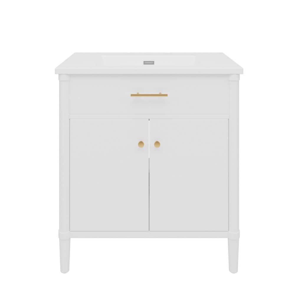 31 in. White Wood Rectangle Vessel Sink Bathroom Vanity Combo with Soft Close Doors and Adjustable Shelf price history on PriceWatchPro