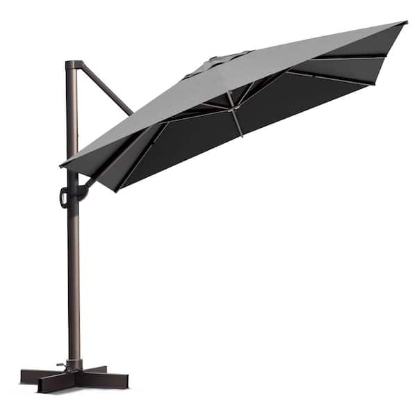 Crestlive Products 10 ft. Square Offset Umbrella Outdoor Cantilever Umbrella in Dark Gray