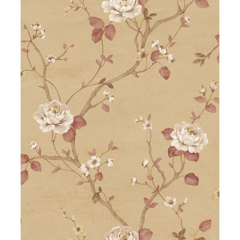 Palazzo 2 Collection Gold/Red Luisella Floral Vine Vinyl on Non-Woven Non-P