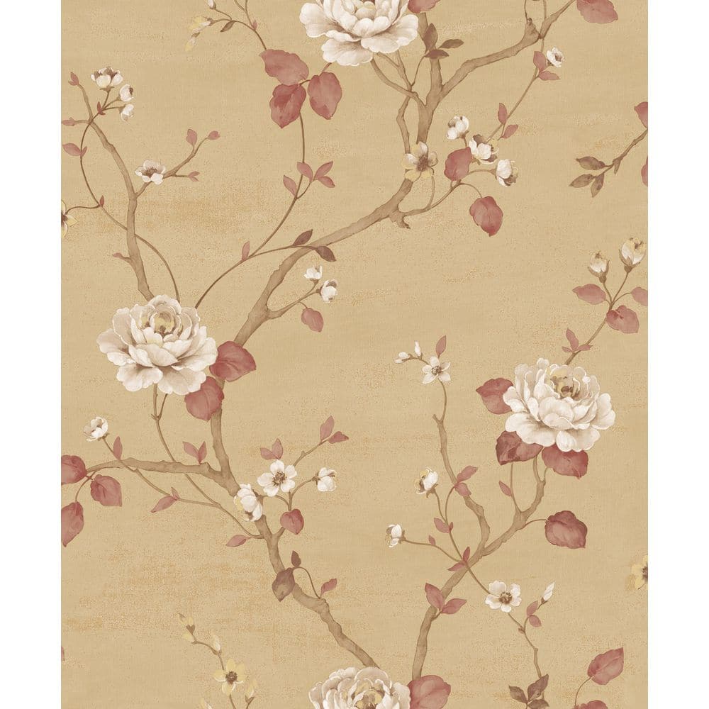 Palazzo 2 Collection Gold/Red Luisella Floral Vine Vinyl on Non-Woven Non-P