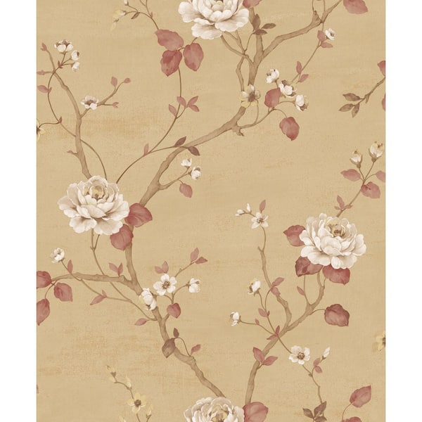 Unbranded Palazzo 2 Collection Gold/Red Luisella Floral Vine Vinyl on Non-Woven Non-Pasted Wallpaper Sample