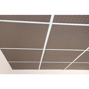 Diamond Plate Faux Tin 2 ft. x 2 ft. Lay-in or Glue-up Ceiling Panel (Case of 6)