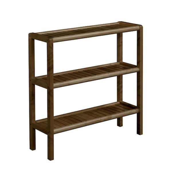 New Ridge Home Goods 29 in. Chestnut Wood 3-shelf Accent Bookcase