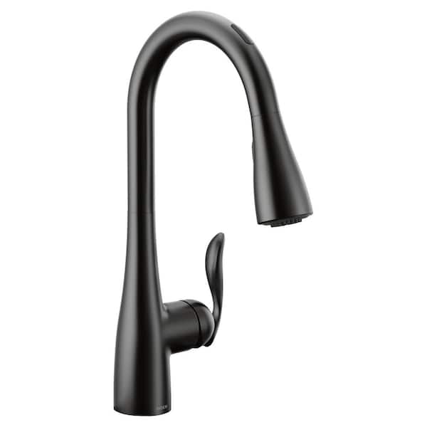 MOEN Arbor Single-Handle Smart Touchless Pull Down Sprayer Kitchen Faucet with Voice Control and Power Boost in Matte Black