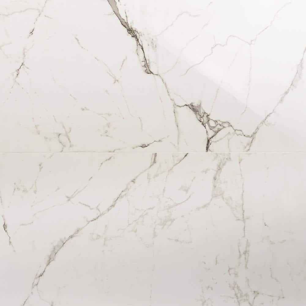 Saroshi Statuario Venato 4 in. x 0.31 in. Polished Marble Look Porcelain Floor and Wall Tile Sample price history on PriceWatchPro