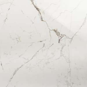 Saroshi Statuario Venato 23.62 in. x 47.24 in. Polished Marble Look Porcelain Floor and Wall Tile (15.5 sq. ft. /Case)