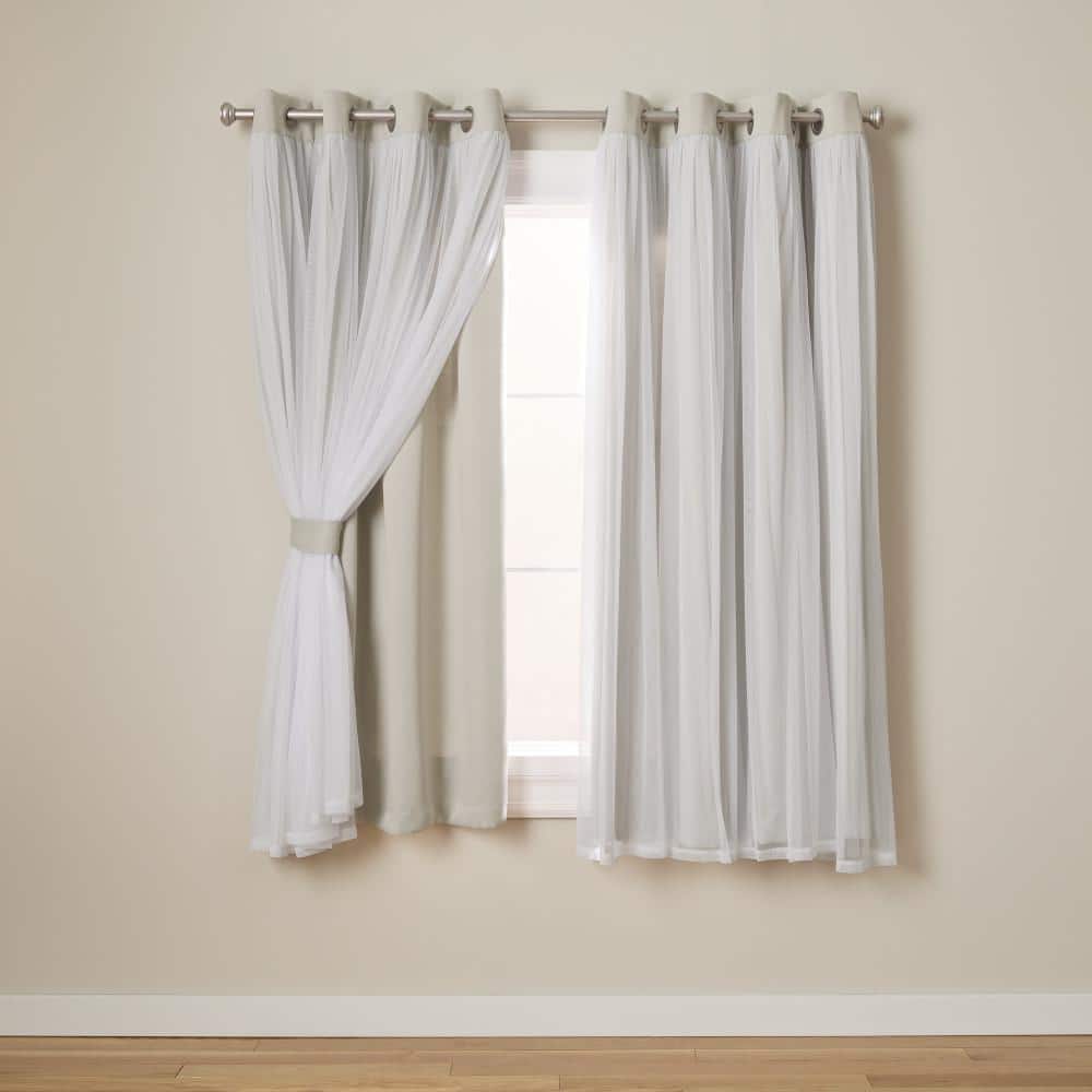 Cloud Grey Layered Blackout and Sheer Grommet Curtain Panels