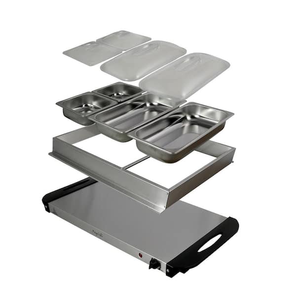 2.5 L Stainless Steel Warming Tray with 4 Crocks Party Buffet
