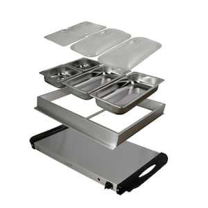 1.5 L Stainless Steel Warming Tray with 3 Crocks