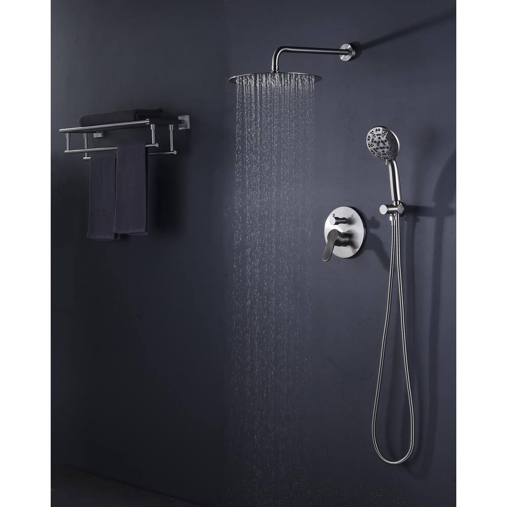 12" Brushed Nickel Wall Mounted Rain Shower System