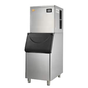 Commercial Ice Maker 400 lbs./24 H Full Size Cubes Freestanding Ice Making Machine with 330.7 lbs., Storage Bin, Silver