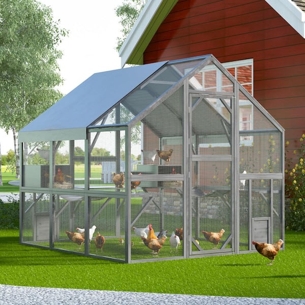 FUFU&GAGA Large Wooden Outdoor Chicken Coop, Cat Run Enclosure
