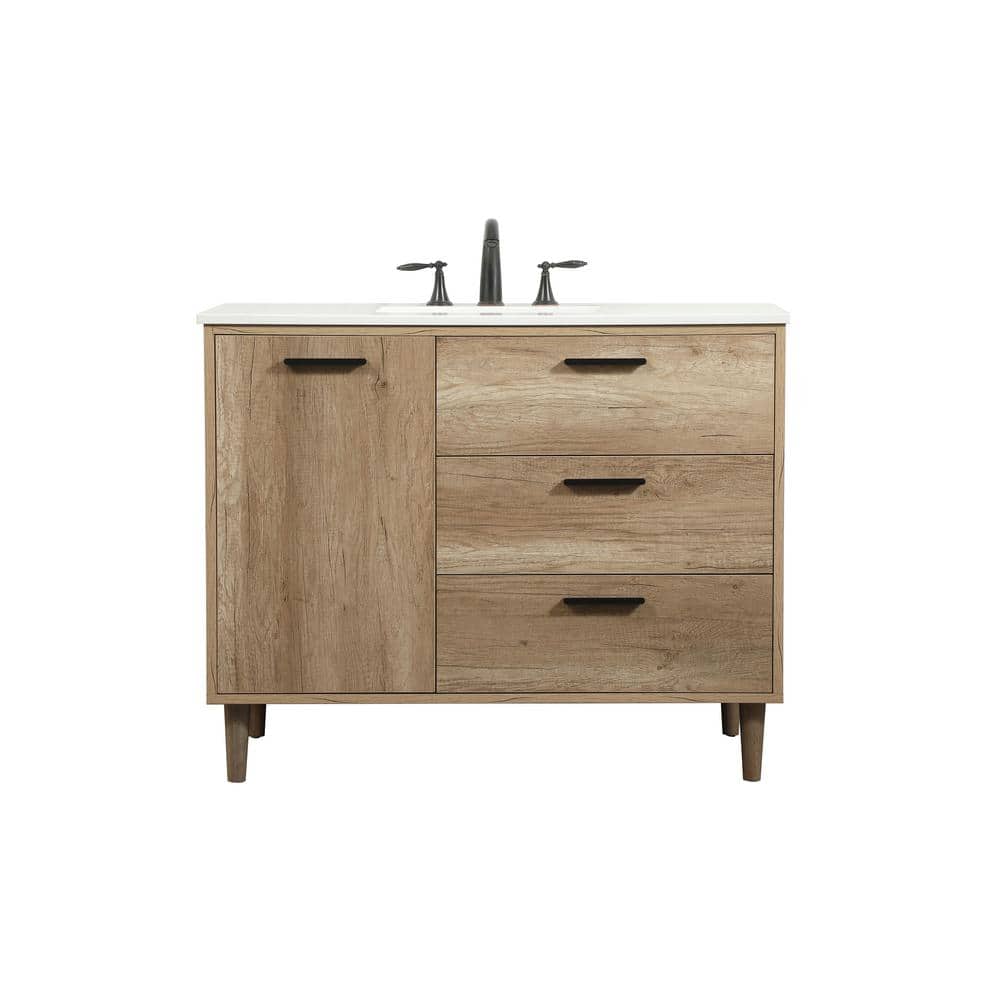 Simply Living 42 in. W x 22 in. D x 34 in. H Bath Vanity in Natural Oak wit