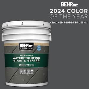 5 gal. #PPU18-01 Cracked Pepper Solid Color Waterproofing Exterior Wood Stain and Sealer