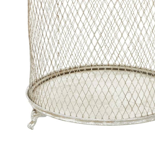Litton Lane Silver Metal Cage Style Cloche Decorative Bird