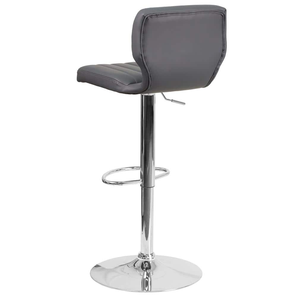 Elevate Gray Vinyl and Chrome Adjustable Swivel Barstool