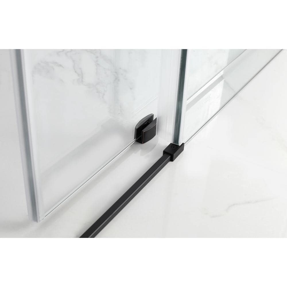 Matte Black Frameless Sliding Shower Door with Clear Glass