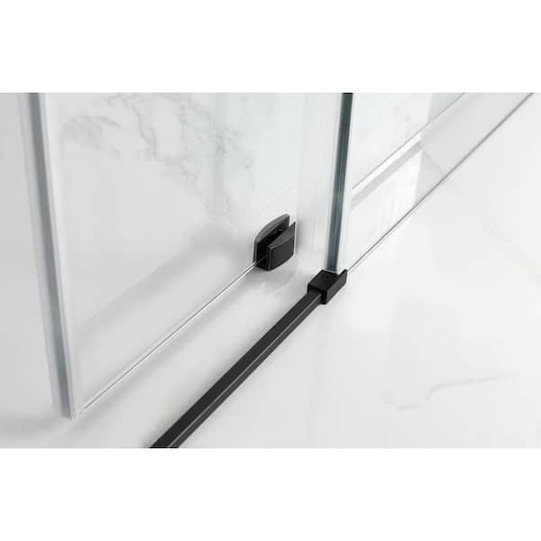 Kamaya 44 - 48 in. x 76 in. Completely Frameless Sliding Shower Door in Matte Black, Left Opening Kamaya 44 - 48 in. x 76 in. Completely Frameless Sliding Shower Door in Matte Black, Left Opening