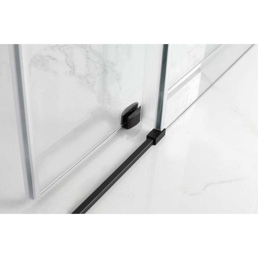 Kamaya Matte Black Frameless Sliding Shower Enclosure