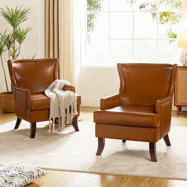 Mid century discount camel leather chair