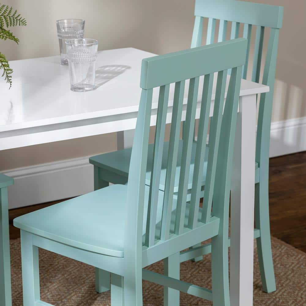 White and Sage Rubberwood 5-Piece Dining Set