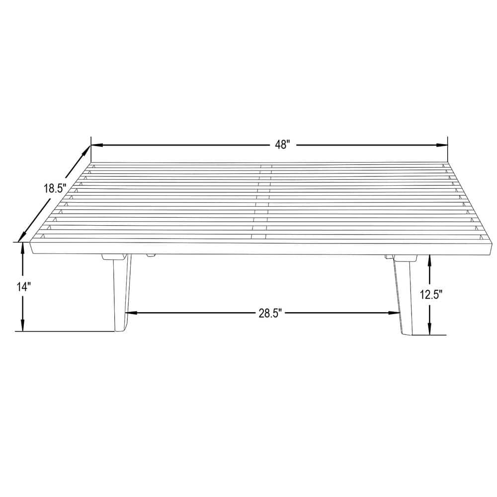 Natural Wood 48" Slatted Bench with Storage