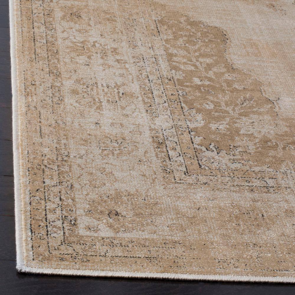 Cream Rectangular Hand-knotted Viscose Area Rug, 3'3" x 5'7"