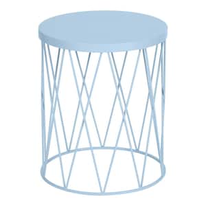 18.9 in. H Surf Blue Round Metal Outdoor Side Table