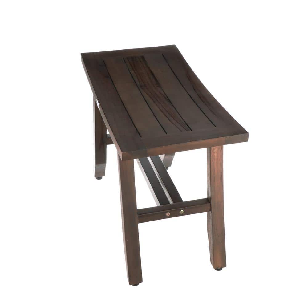 24" Wide Teak Wood Shower Stool with Crossbar