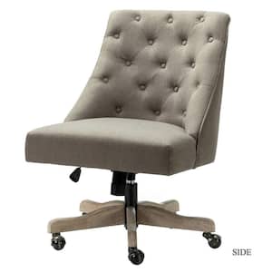 Jovita Truffle Button-Tufted Upholstered 17.5 in.-21.5 in. Adjustable Height Swivel Task Chair with Solid Wood