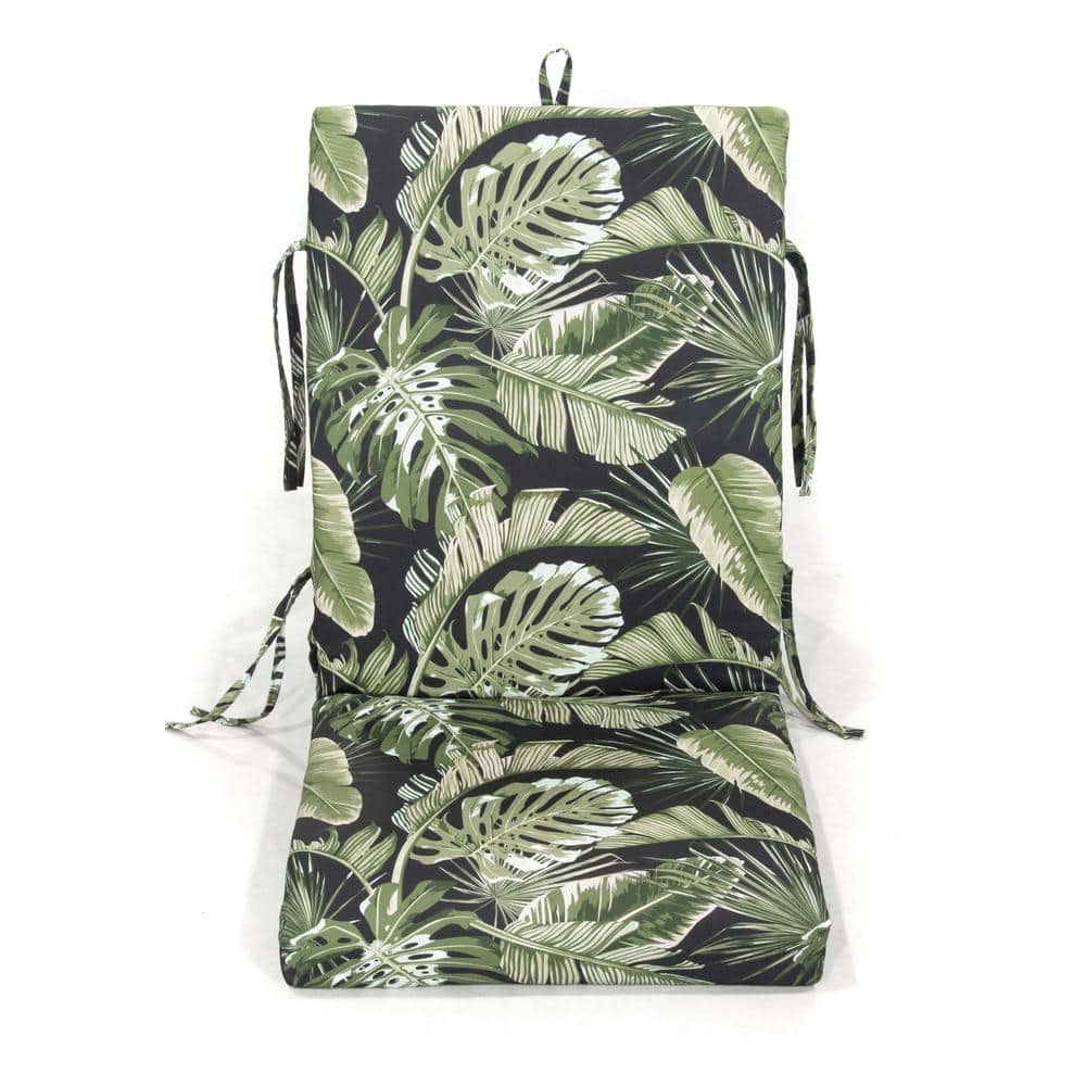 44 in. L x 19 in. W x 3.5 in Green Palm Outdoor Chair Cushion with Back (Se