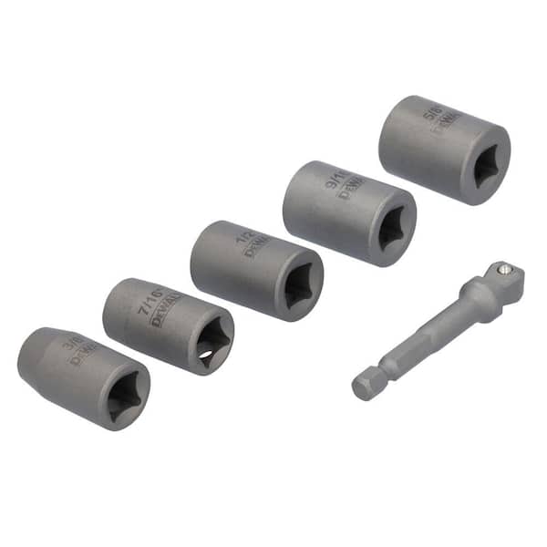 DEWALT MAXFIT ULTRA 3/8 in. Carbon Steel Drive Socket Set (6-Piece) with 1/4 in. Adapter
